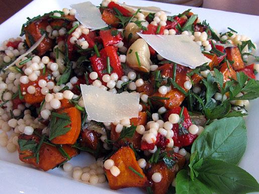 Roasted Caramelized Squash, Peppers and Fregola Sarda Salad