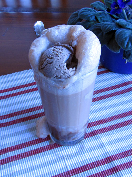 traditional chocolate ice cream soda