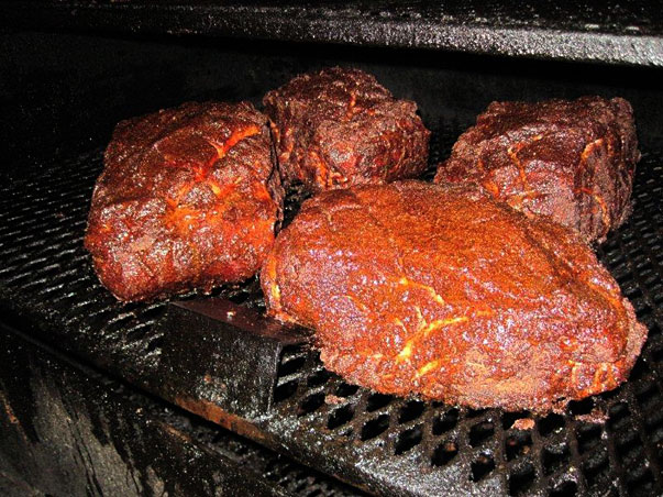 pork shoulder in the smoker