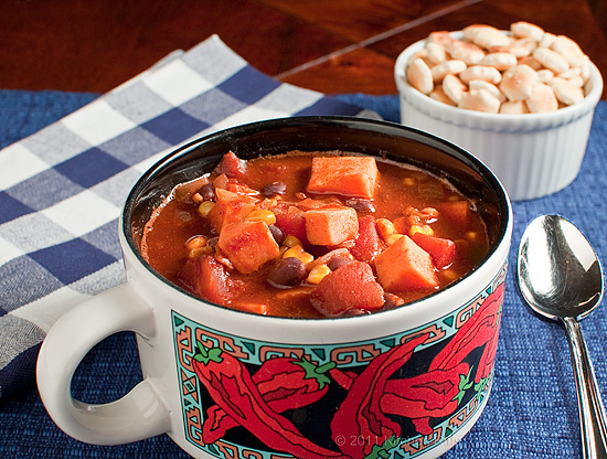 Sweet Potato Chili with Black Beans by Kitchenriffs.com