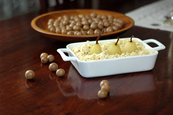 Vanilla Poached Pear and Apple Crumble Before Baking