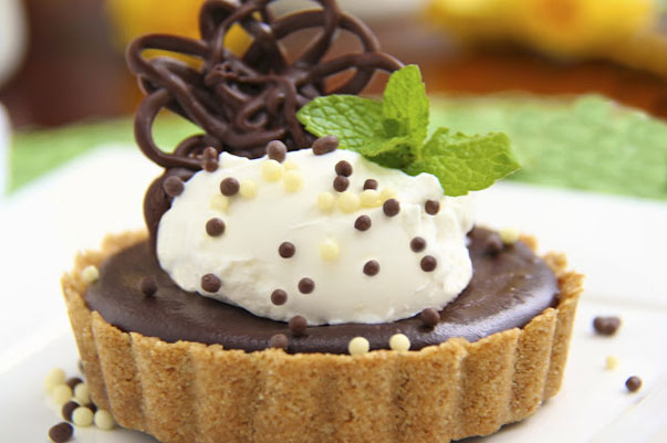 Peanut Butter Tart with Shortbread Crust and Chocolate Ganache