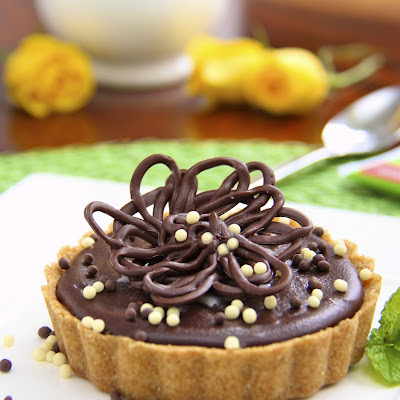 Peanut Butter Tart with Shortbread Crust and Chocolate Ganache