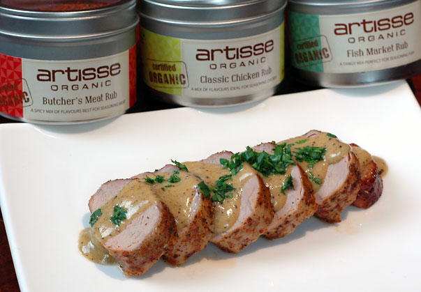 Rubbed Pork Tenderloin with wattleseed cream sauce