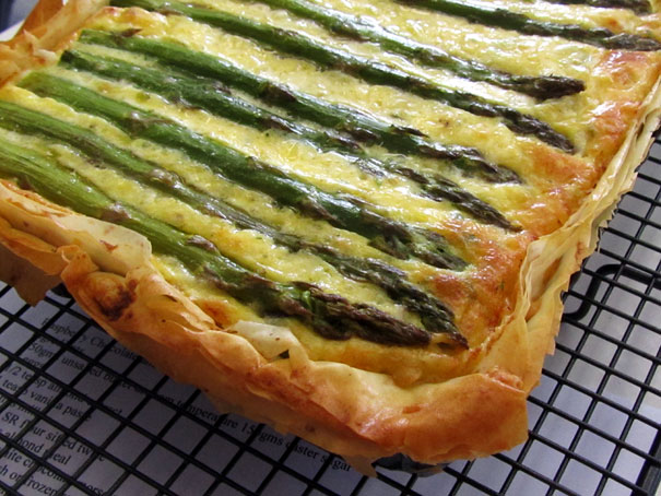 asparagus, potato and cheese quiche