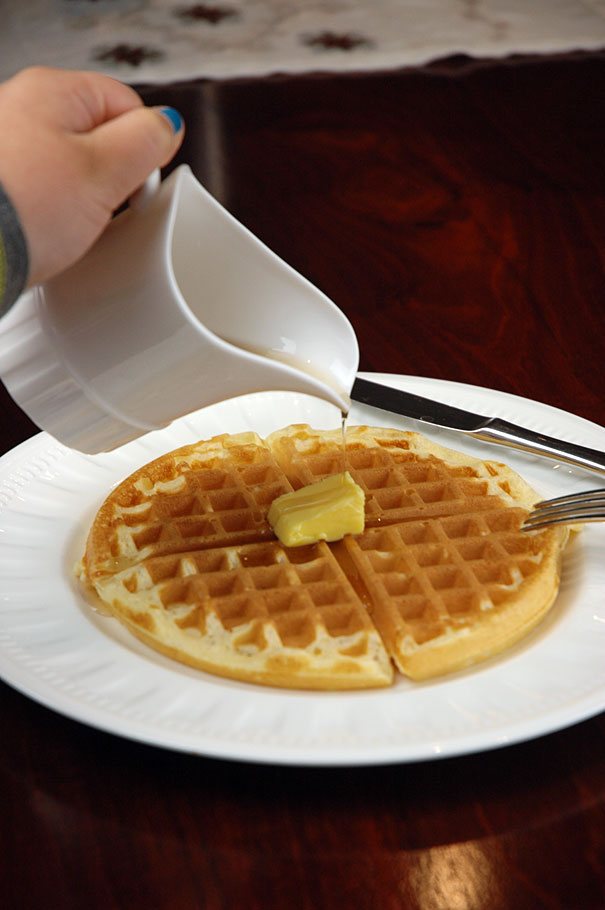 homemade maple syrup on waffles