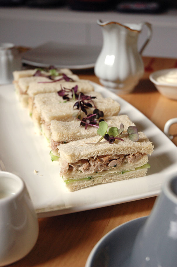 tea smoked duck finger sandwiches