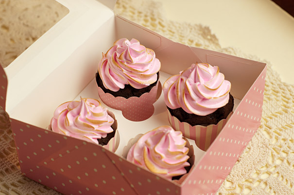 Chocolate Cupcakes with Pink Marshmallow Icing