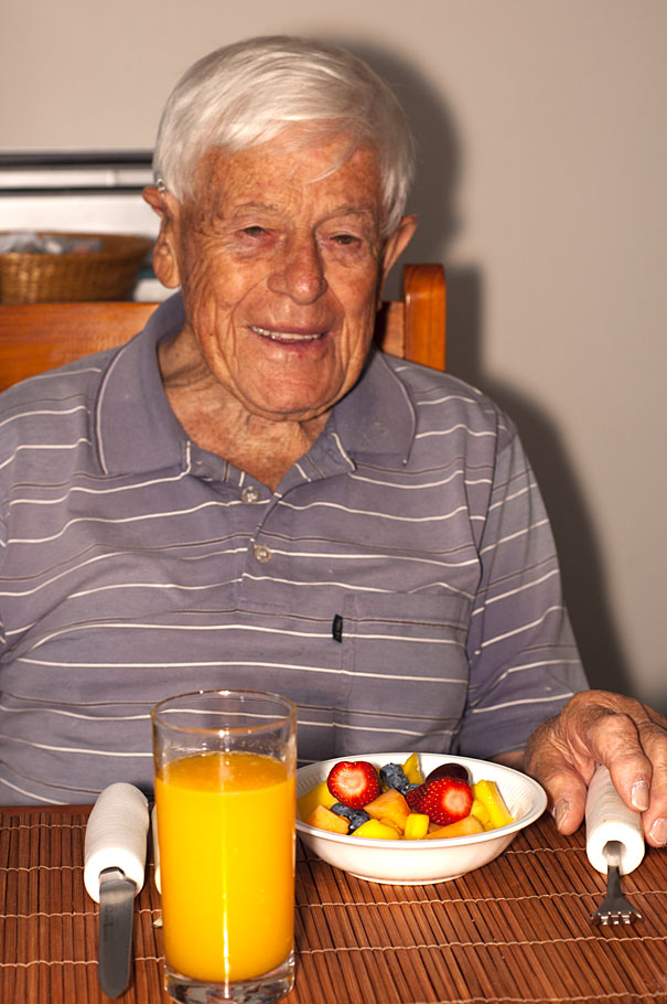 Rob starting his breakfast