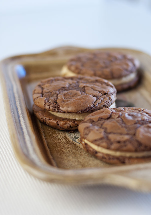 Chocolate Brownie Cookie Sandwiches with Peanut Butter Buttercream