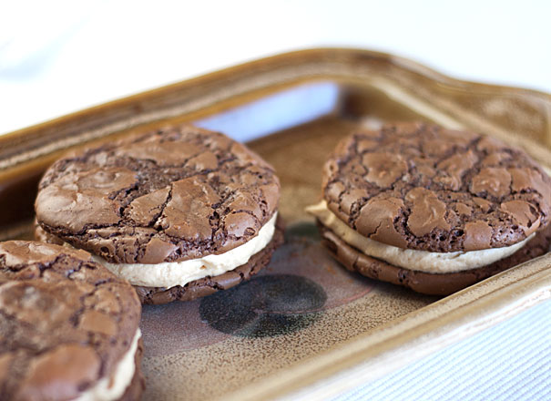 Chocolate Brownie Sandwich Cookes with Peanut Butter Buttercream