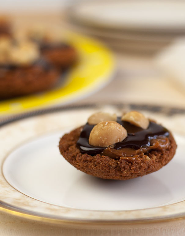 Caramel Tarts with Chocolate Ganache and Macadamia Nuts