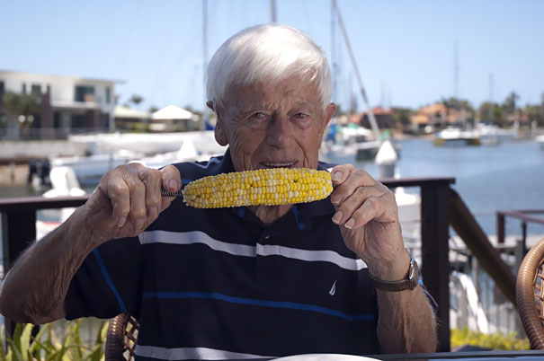 Rob eating corn