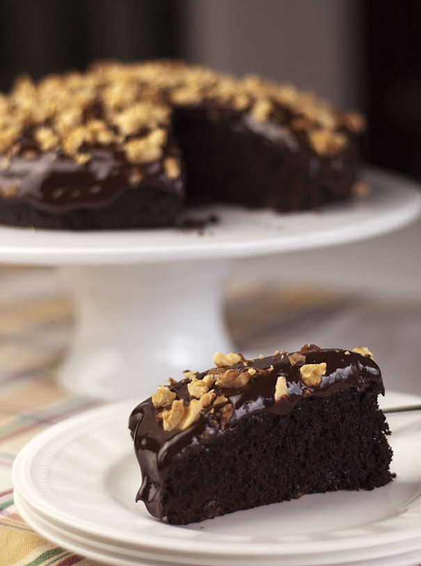 Double Dark Chocolate Cake with Chocolate Ganache