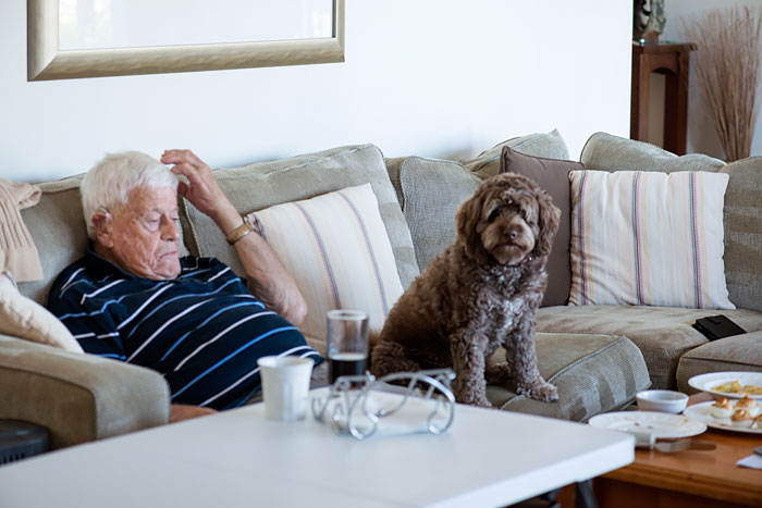 Charlie and Gramps watching the grand final