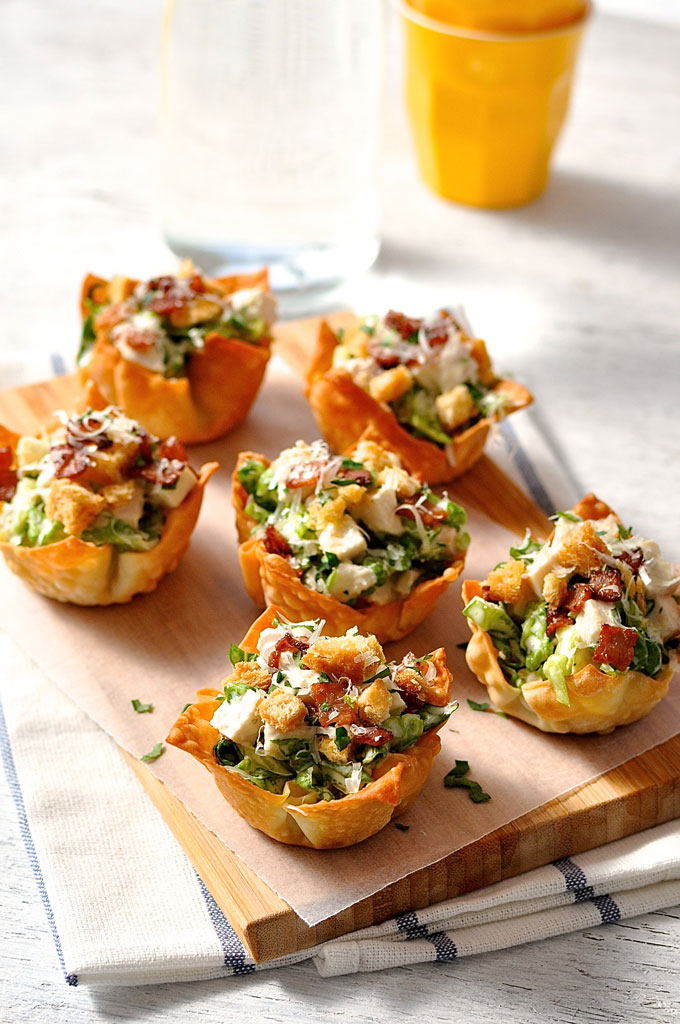 Caesar Salad Wonton Cups