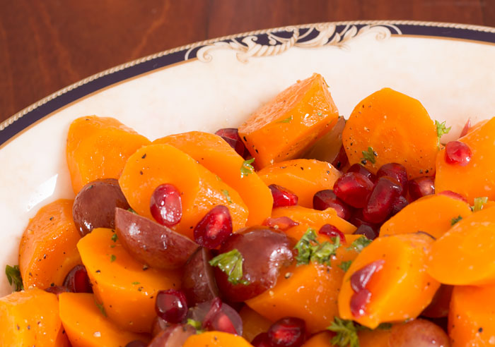 Carrots with Grapes, Honey and Pomegranate