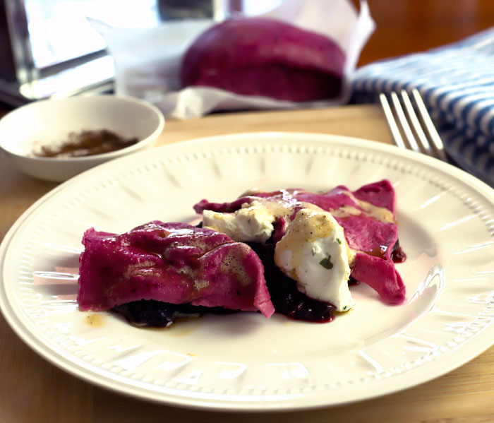 Pulled Pork Beetroot Ravioli