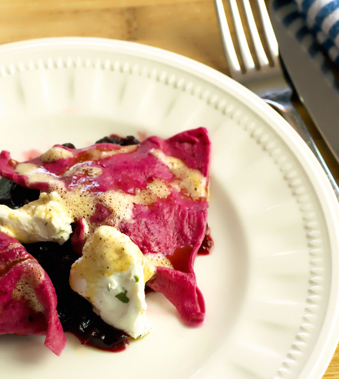 Pulled Pork Beetroot Ravioli