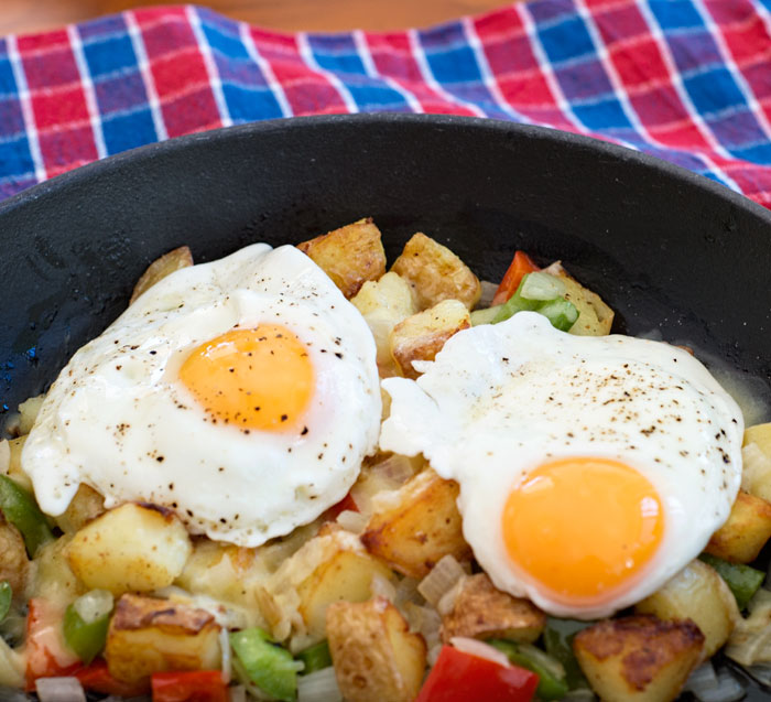 Breakfast potatoes and eggs