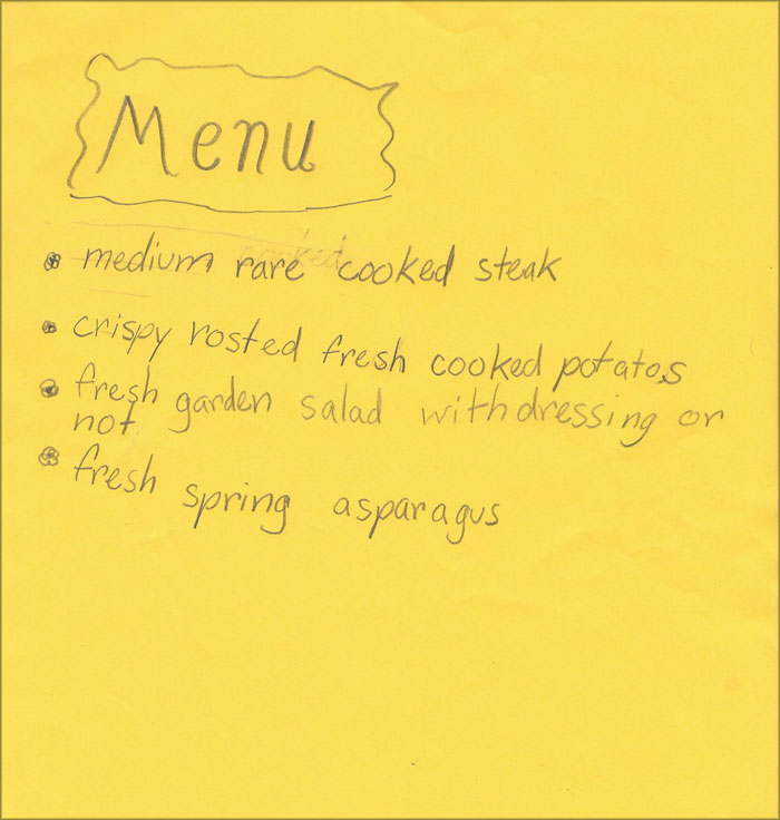 dinner menu