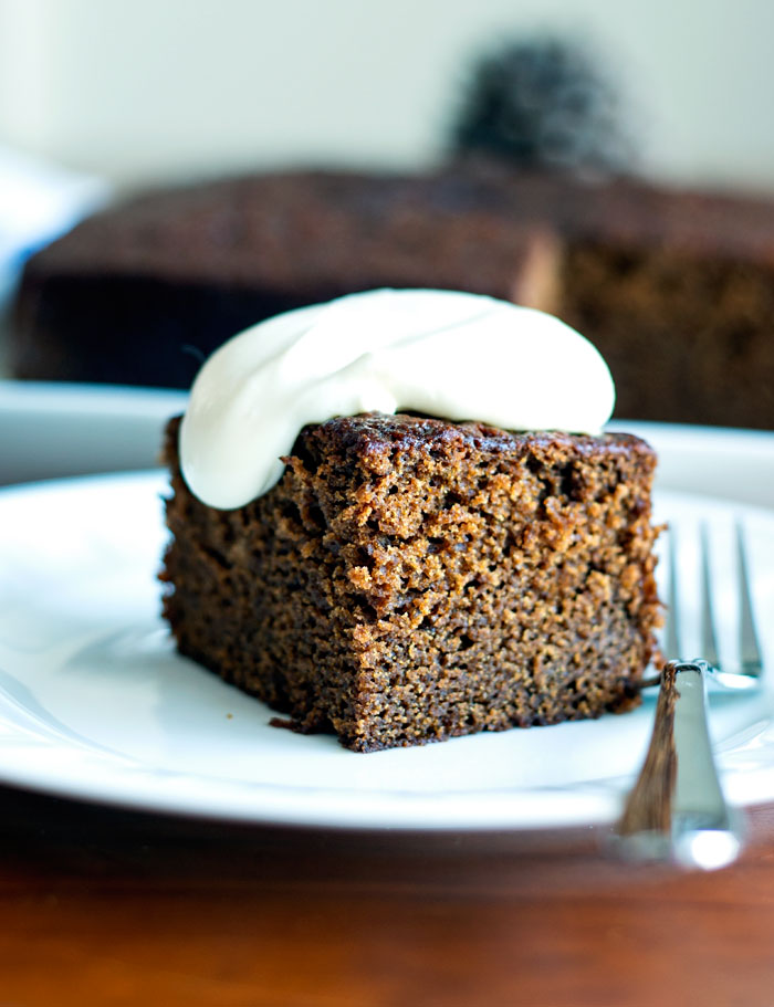 Sticky Gingerbread Cake with Whipped Cream