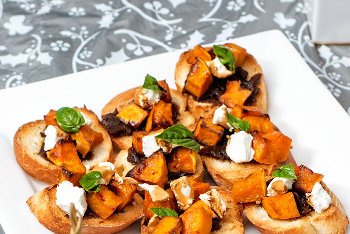 Butternut Pumpkin Bruschetta with Goats Cheese