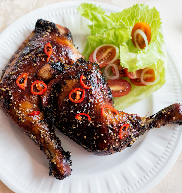 Chicken maryland with a honey soy marinade.