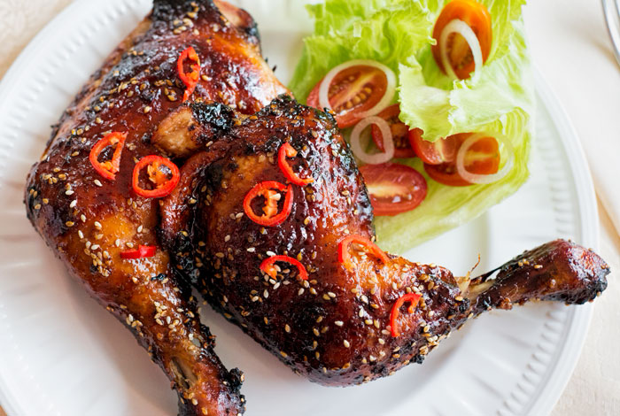 Chicken Maryland in a honey soy marinade.